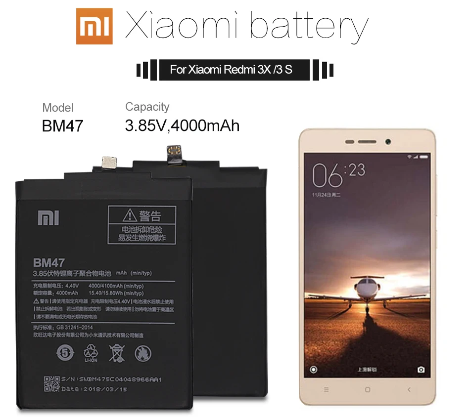 Аккумулятор для телефона Xiaomi BM47 4000 мАч для Xiaomi Redmi 3 3S 3X 4X, высокая емкость, высокое качество, оригинальная сменная батарея, бесплатные инструменты