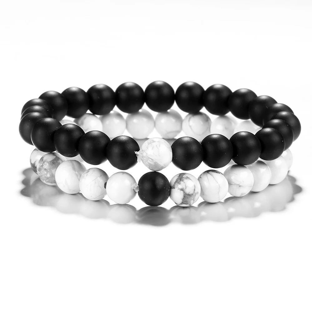 

Hot Fashion Natural Stone Distance Bracelets For Women Men Classic Black and White Charm Beads Yoga Bracelet & Bangles Jewelry