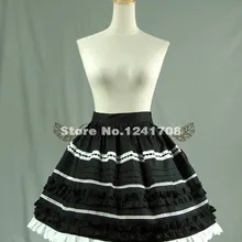 ; Черная хлопковая юбка Лолиты с оборками и бантом для девочек; 201