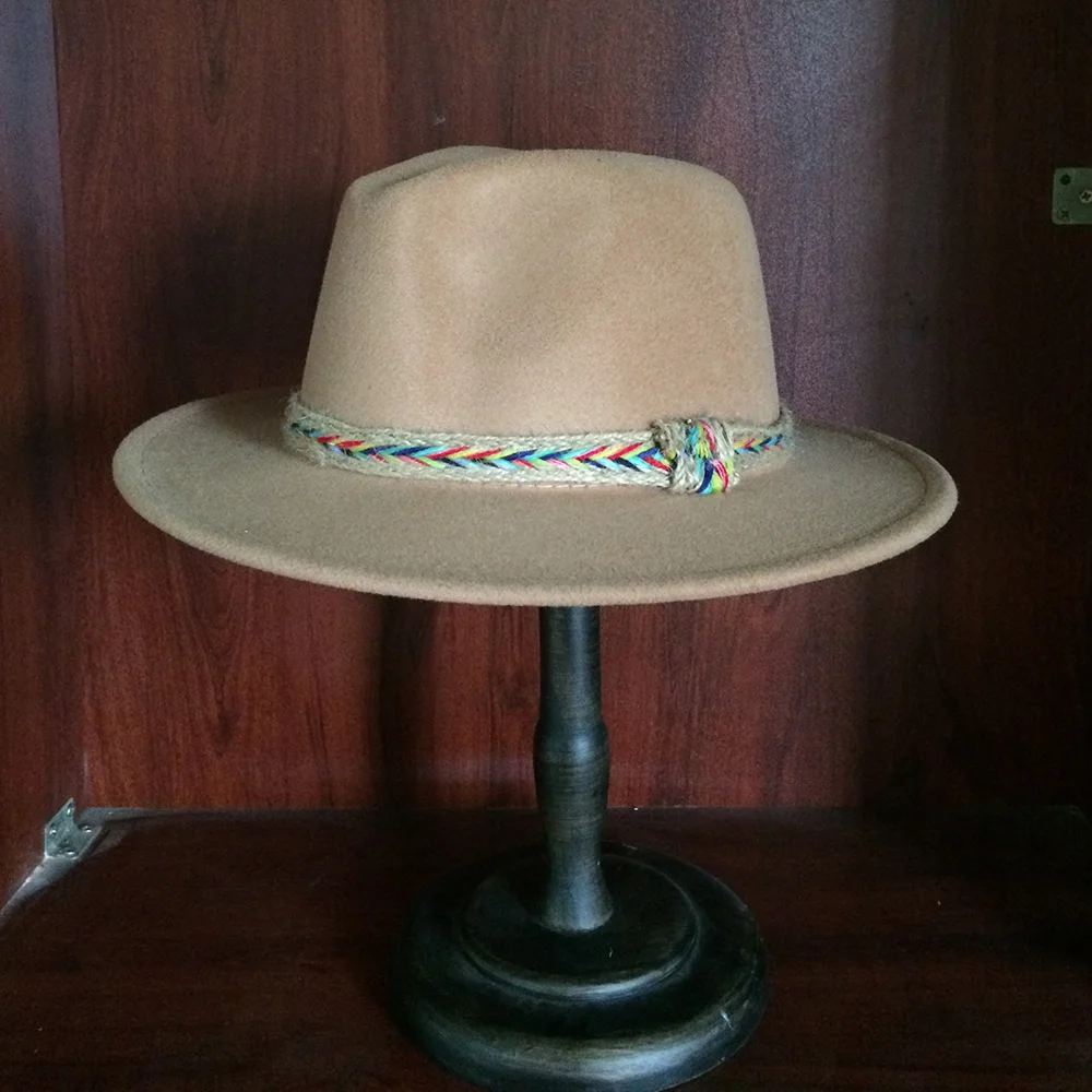SMC Women Men Wool Fedora Hat for Gentleman Lady Jazz Hats with Punk Ribbon