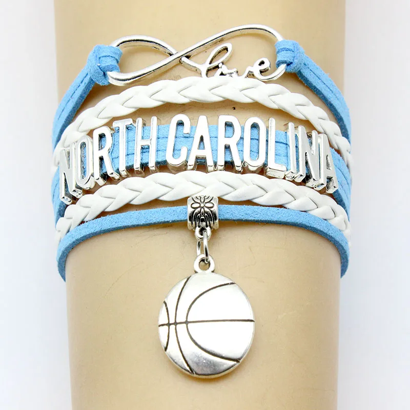Infinity Love NORTH CAROLINA баскетбольные Браслеты Спортивный круглый подвесной амулет