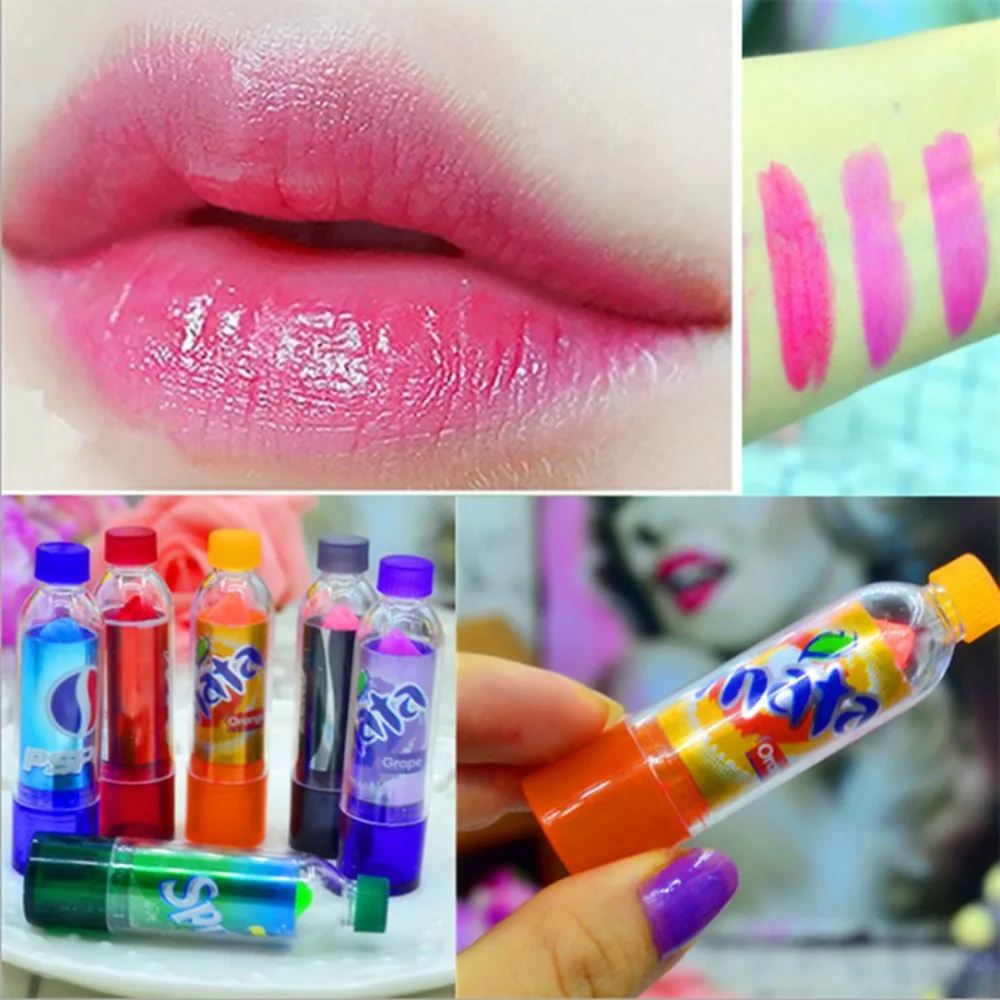 

6 PCS Cola Design Rainbow Color Changeable Cute Lipstick Set Rose Pink Makeup Creative lightening Rose