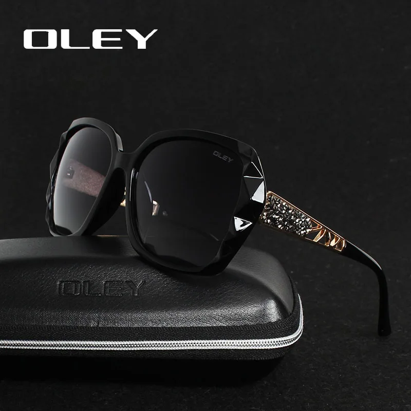 Kopen OLEY Oversized Zonnebril Vrouwen Luxe Merk Ontwerp Elegante gepolariseerde Glazen Vrouwelijke Prismatische bril Oculos De Sol mulher