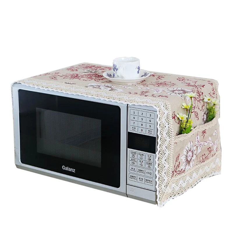 

DINIWELL Microwave Oven Cover Kitchen Oil Dust Proof Cloth Dustproof Cover Protector With Double Pockets For Microwave Oven