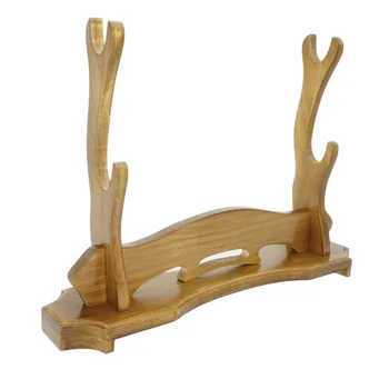 

Real Wood Samurai Sword Katana Wakizashi Tanto Stand Holder Rack Base 2 Layer