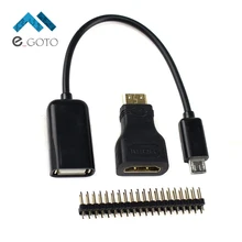Raspberry Pi Zero Assorted Kit Mini HDMI Male to HDMI Female Adapter Micro USB to USB