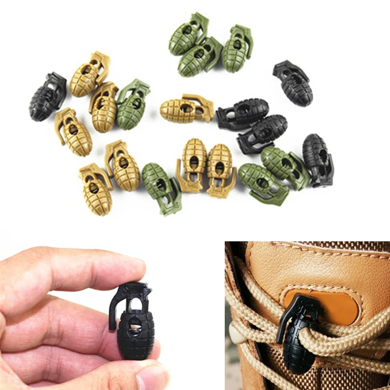 

Hike Outdoor Lock Camp Stopper Survive Shoe Lace Rope Clamp Cord Paracord Clip Grenade Buckle Shoelace