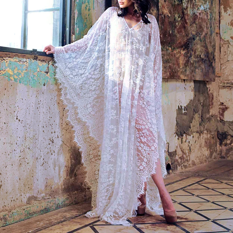 Extra Plus size Lace Beach Dress Cover up Women Bikini Cover up wrap