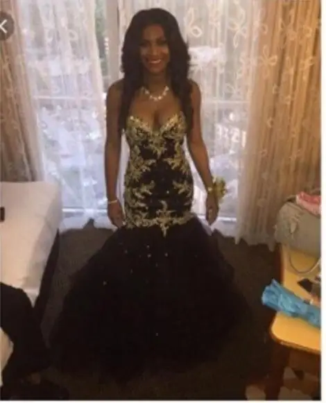 

Long Black Evening Dresses 2017 Mermaid Glod Lace Sleeveless Floor Length African Lace Prom Evening Gown Robe De Soiree