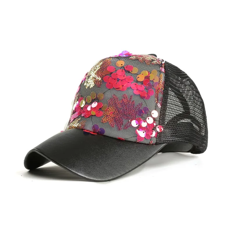 Wjglitter "конский хвост", Бейсбол Кепки женский рюкзак кепки в стиле хип-хоп Женский Блестками Блестящие летние Шапки сетки Выходная Шляпа Кости F2 - Цвет: R
