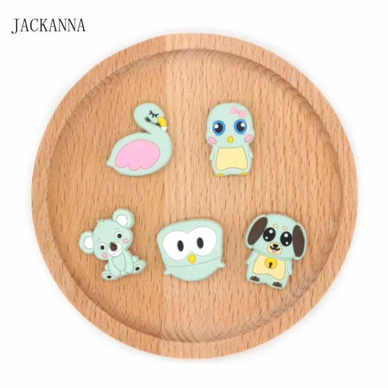 

1PC Mini Animal Teether Beads Cute Silicone Teething Beads Animal Making Jewelry Bead Nursing Necklace Pendant BPA FREE
