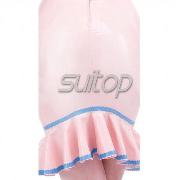 Сексуальные женщины латекс pencilskirt резиновое платье в детском розовом