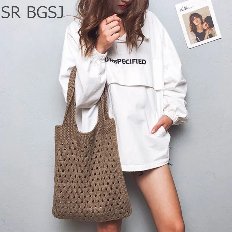 

Free Shipping High Quality Woman Leisure Soft Wool Shoulder Day Pack Large Tote Bag Handbag
