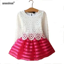 Лидер продаж! платье для девочек комплект одежды для детей; сезон осень-зима; платье принцессы в полоску с длинными рукавами; цвет белый, розовый Детские платья