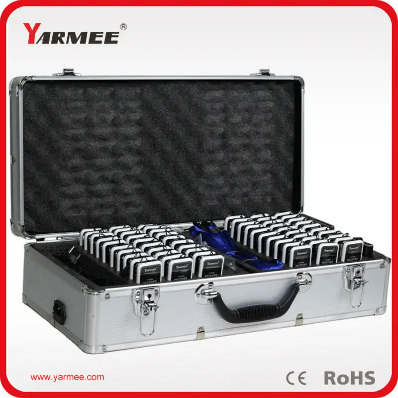 

DHL Fast Shipping! Yarmee Digital Radio Guide Sytsem Group Teaching System 2 Transmitters 60 Receivers with Rechargeable Battery