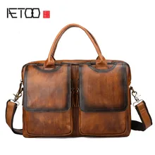 AETOO кожаный ретро первый слой кожаный портфель мужская кожаная мужская сумка через плечо деловая сумка через плечо