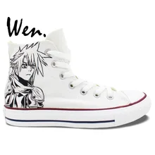 Вэнь ручная Painetd белая парусиновая обувь дизайн на заказ Final Fantasy Game высокие мужские женские парусиновые кроссовки рождественские подарки