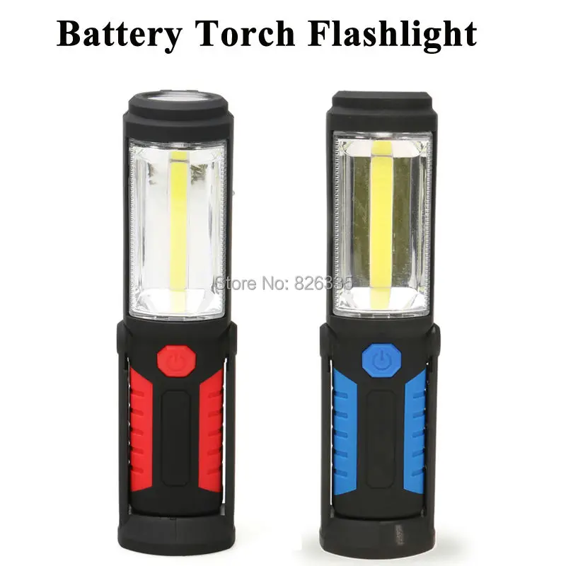 Bright COB LED Flashlight Torch Work Stand Light 3*AA Battery