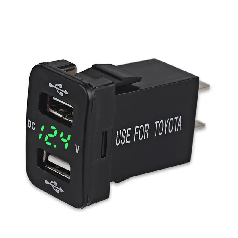 

DC 12v USB Socket Charger Voltage Meter Voltmeter Cigarette Lighter 2 Ports Power Adapter Interface Charger For Toyota