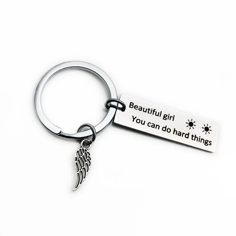 

Beautiful Girl You Can Do Hard Things Beautiful Wings Hot Metal Fashion Popular Keychain Family Key Ring Popular Small Gift