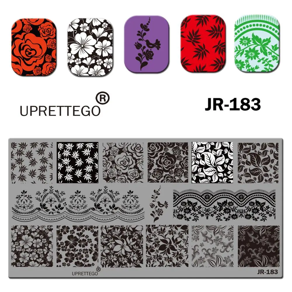 

2019 Stainless Steel Stamping Plate Template Russian Xmas Fruit Marine Arrow Halloween Vintage Pattern Nail Tool JR181-190