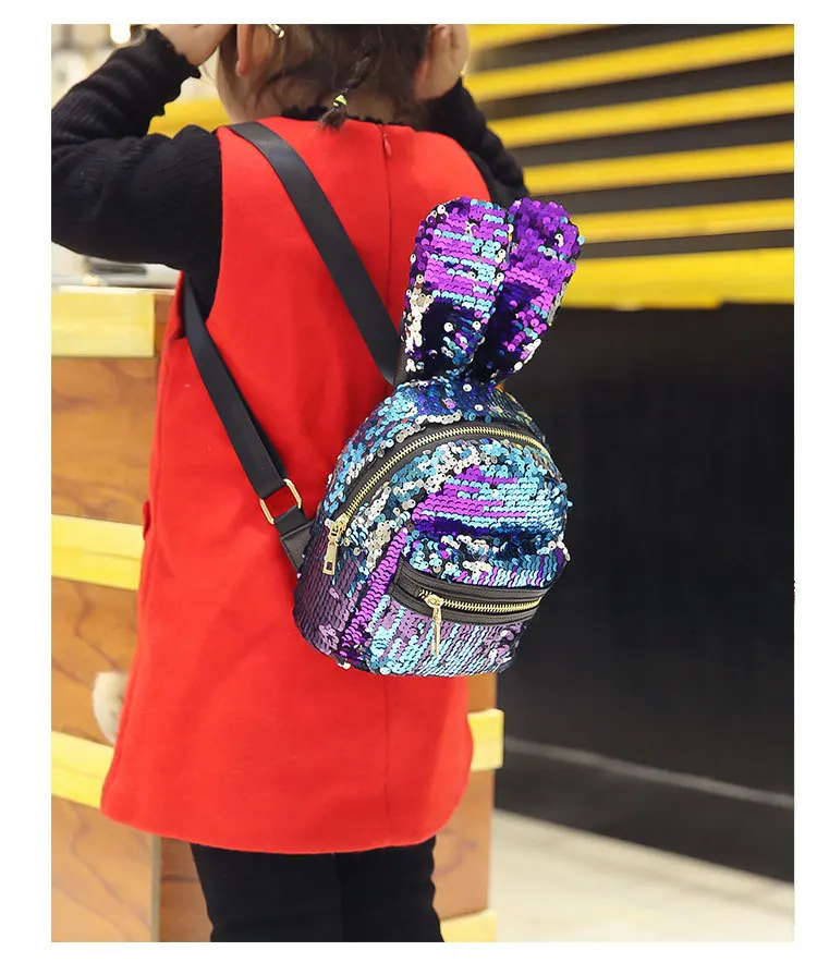 Детская Начальная школа детский сад рюкзак яркие блестки уши кролика рюкзак женский принцесса милый снек плюшевый рюкзак