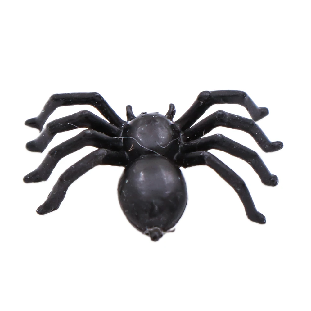 50 pcs Fake Realistic Small Black Spiders Halloween Plastic Decorative