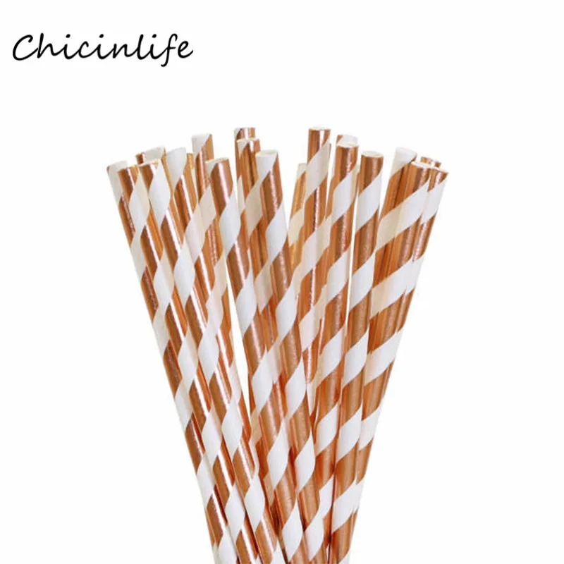 Chicinlife 25 шт. розовое золото Полоска зеленая день рождения детский праздник