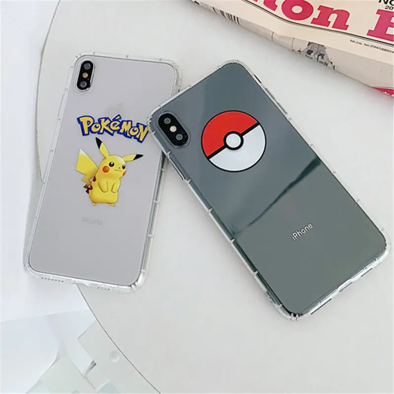 

Cute Cartoon Pokemons Pikachue Case for coque iphone 7 8 Plus 6S Soft Transparent Cover Case Accessories for iphone X XR XS MAX
