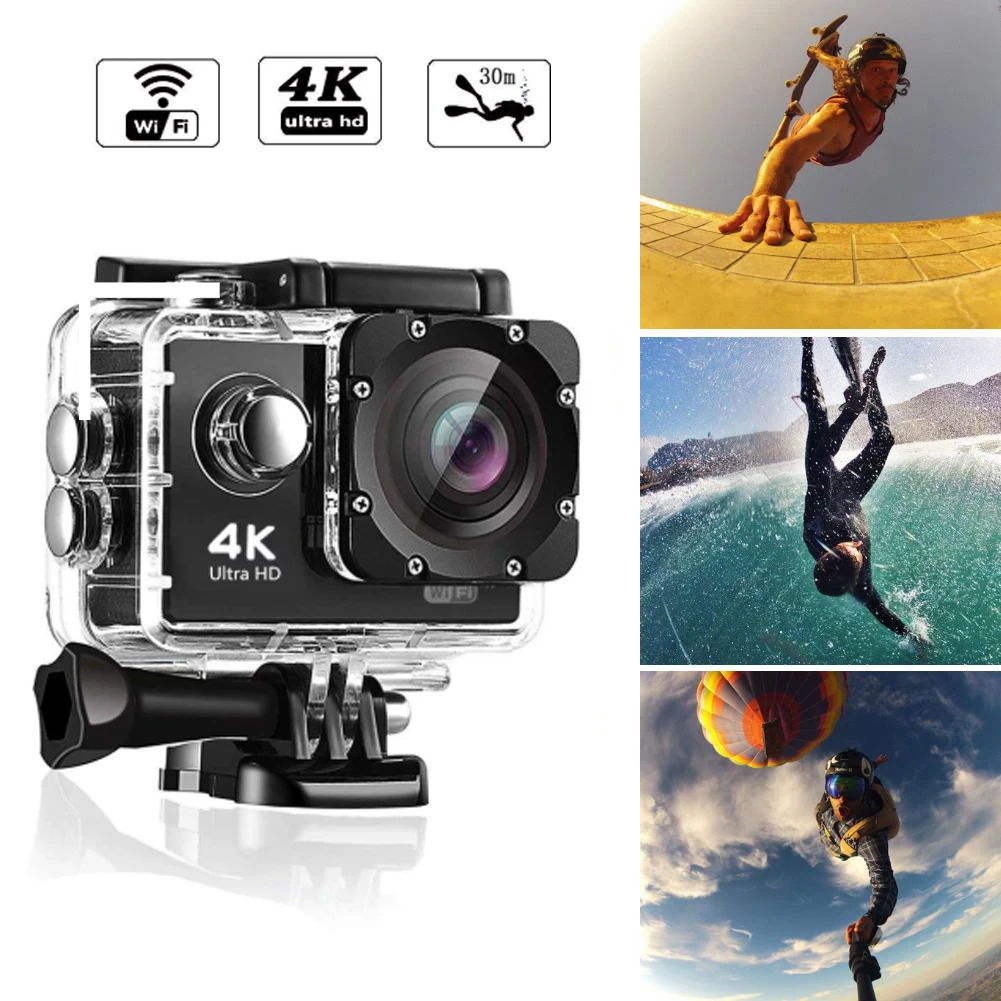 

Action Camera Ultra HD 4K / 30fps WiFi 2.0" 170D 30M Underwater Waterproof Helmet Video Recording Cameras Sport Cam Con Wifi