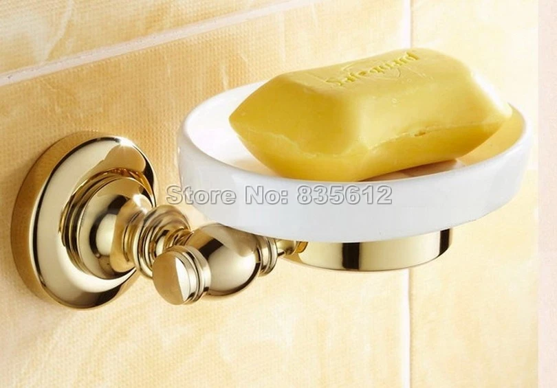 

Gold Color Brass Wall Mounted Bathroom Soap Dish Holder Wba141