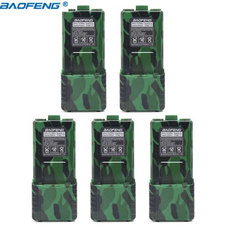 5 шт baofeng UV-5R Walkie Talkie большой Ёмкость Батарея BL-5L 7,4 v 3800 mAh для BF-F8 UV-5RA UV-5RE DM-5R UV5R UV5RE