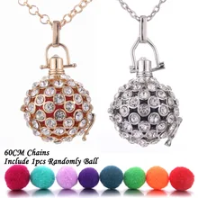 Rhinestone Mexico Ball Aromatherapy Jewelry Essential Oil Diffuser Necklace Pregnancy Lockets Pendant Necklace Pregnancy Balls