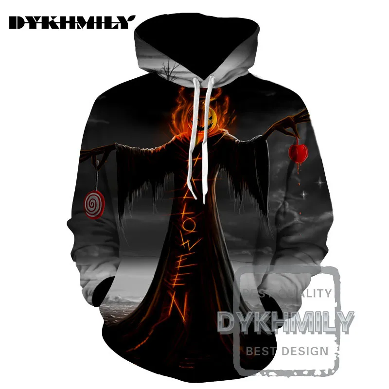 Dykhmily 2017 Men's 3d Hoodie Halloween Pumpkin Wizards 3d Print
