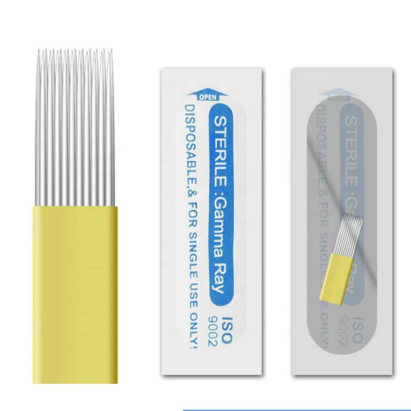 

500pcs Flat 9/15/17/19/21 Pin Microblading Shading Blades Tattoo Needles U shape DOUBLE ROW Microblading Needles Fog Brow Needle