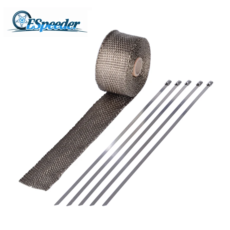 

Auto 5m Exhaust Pipe Header Heat Fiberglass Wrap Resistant Downpipe 5 Stainless Steel Ties Fit Car Motorcycle Parts