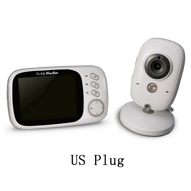 VB603 3,2 дюймов беспроводной видео старый монитор няня видео монитор жидкокристаллический экран уход за домашними животными видеоняня ночного видения сна - Цвет: US Plug