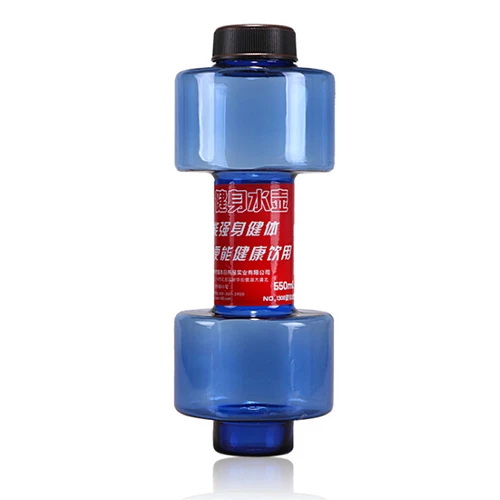 550ml Dumbbell font b Fitness b font Equipment Shape Kettle Juice Bottle Sport Water Bottles Blue