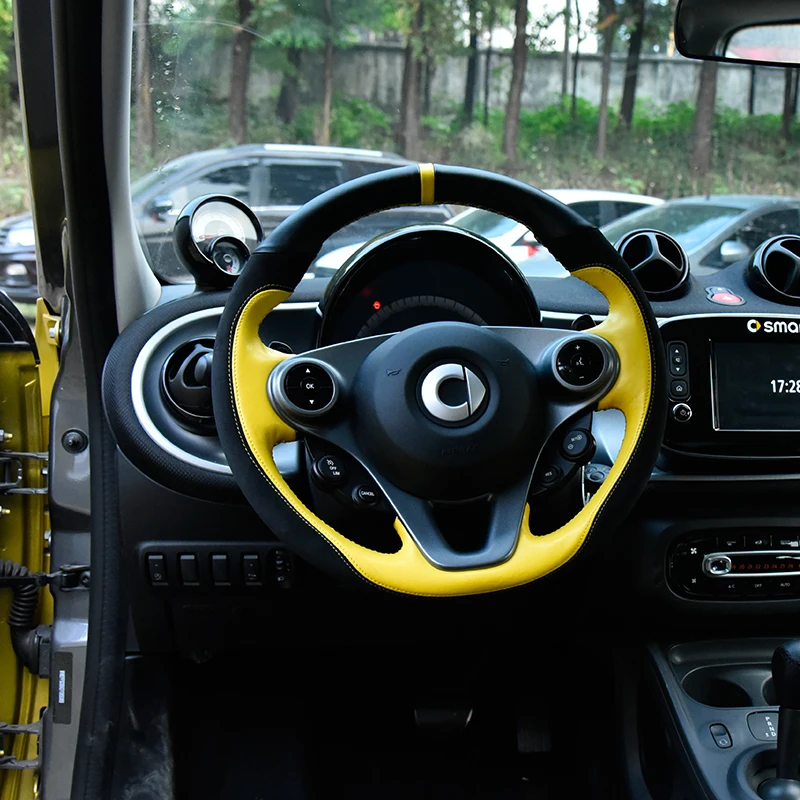 Для smart 453 fortwo forfour автомобильный внутренний диаметр 38 см DIY натуральная кожа чехлы на руль аксессуары для стайлинга автомобилей