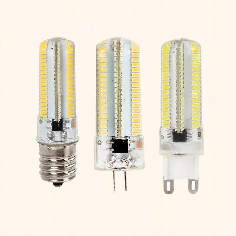 

G4 LED Dimmable 3014 SMD 152leds G9 Corn Bulb Light Silicone Lamp E17 Chandelier AC 110V 220V Crystal Light Source LED lighting