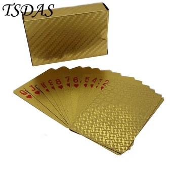 

Luxury Custom Plastic Playing Cards Engraved Mosaic Pattern Golden Poker Cards 24K Gold Foil Plated 1 Deck Free Shipping