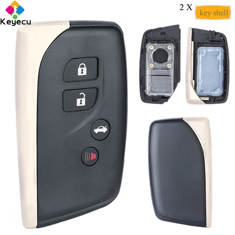 

KEYECU Pair Smart Prox Remote Control Car Key Shell Case With 3+1 4 Buttons - FOB for Lexus LS460 LS600h 2013-2017 FCC: HYQ14ACX