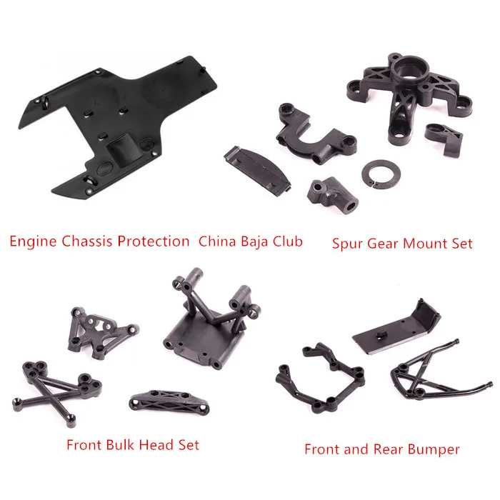 Engine Chassis Protection Spur Gear Mount Set Front Bulk Head Set Front and Rear Bumper for 1/5 HPI Rovan Baja 5B 5T 5SC