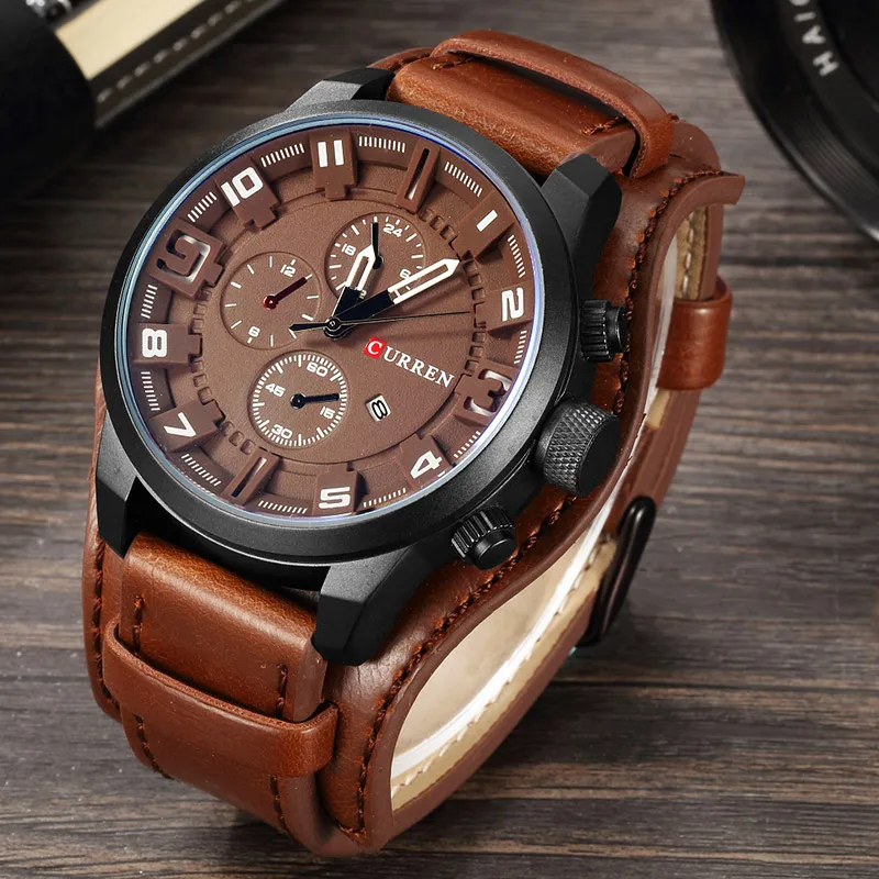 New Watches CURREN Luxury Brand Men Watch Leather Strap Fashion Quartz Watch Casual Sports Wristwatch Date