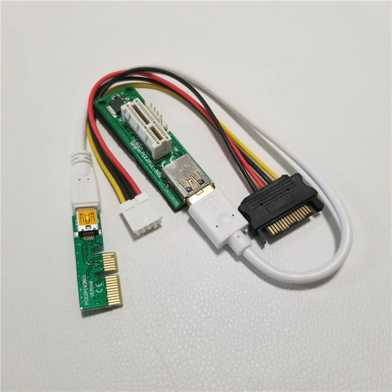 90 Degree Angle Adapter Card PCIE X1 Riser with USB Cable &amp Sata Extended Extension for BTC Miner DIY |