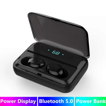 

Wireless Bluetooth Earphone Quality Power Display Waterproof Headset Power Bank Earbuds For iphone Android Stereo Sound Audio