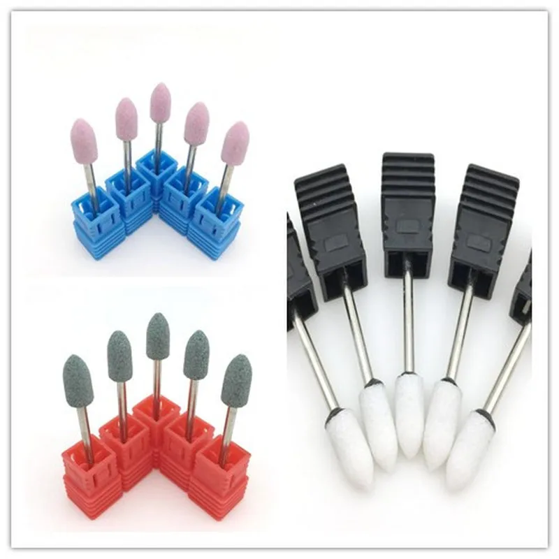 

5 PCS Ceramic Stone Nail Drill Bit 3/32" Rotary Burr Cuticle Clean Mill Manicure Pedicure Tools Nail Drill Accessories