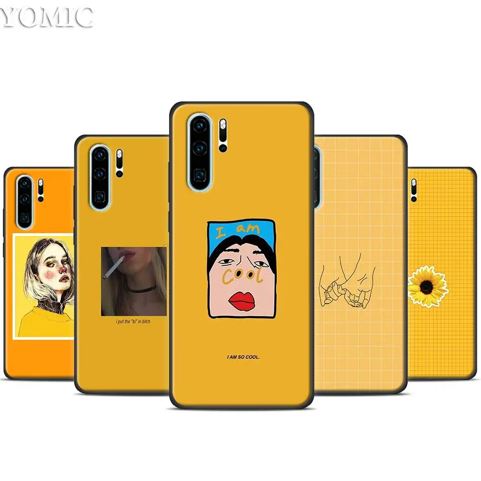 

Yellow Aesthetic Art Silicone Black Case for Huawei P30 20 Pro P10 P20 P30 Lite Mate 10 20 Lite P Smart Plus Case