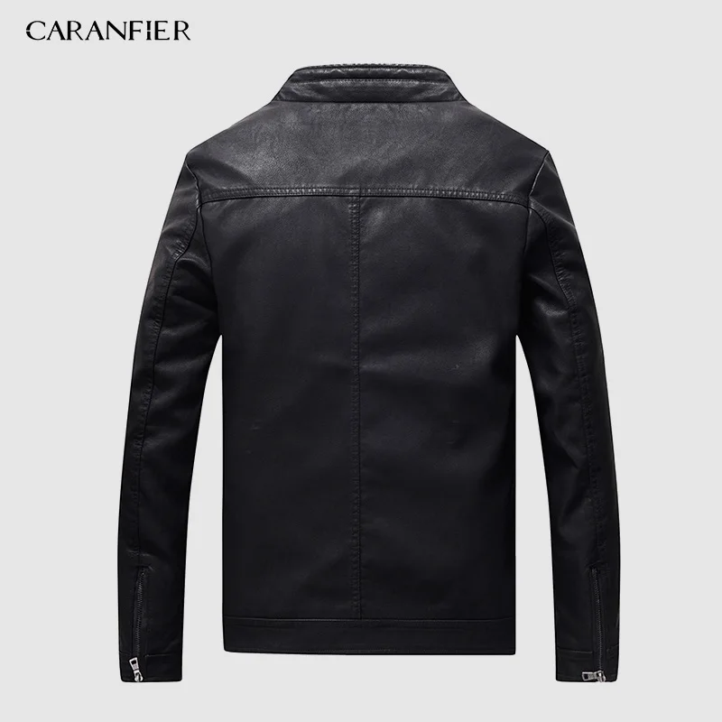CARANFIER мужская кожаная куртка высокого качества модный мотоциклетный стиль