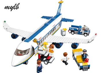 

mylb New Blue Airbus Airplane Model Building Blocks 483pcs/set DIY Educational bricks toy Compatible With DIY drop shipping